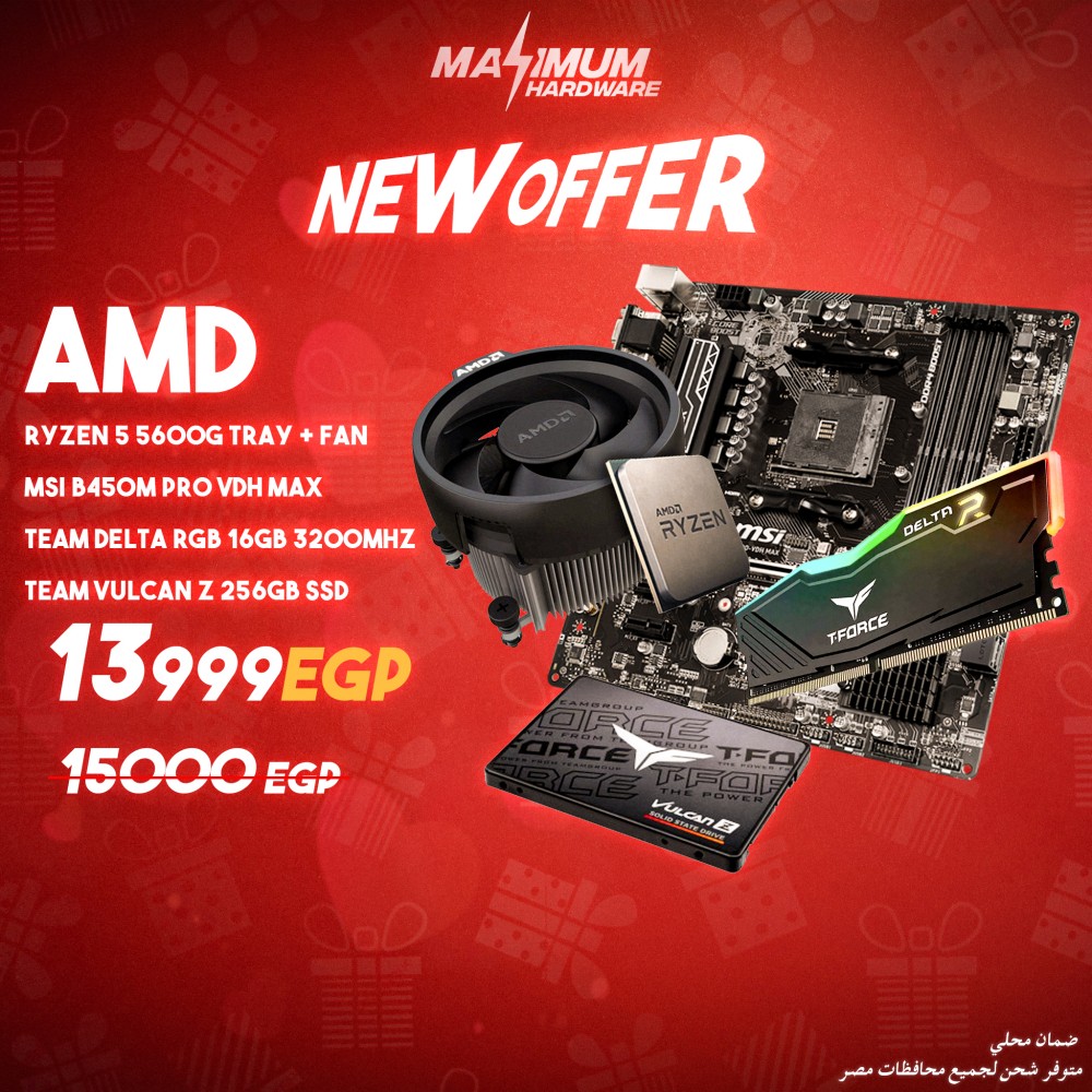 AMD Ryzen 5 5600G tray + fan + MSI B450m + Team Delta 16G RGB 3200 + Team Vulcan 256G SSD