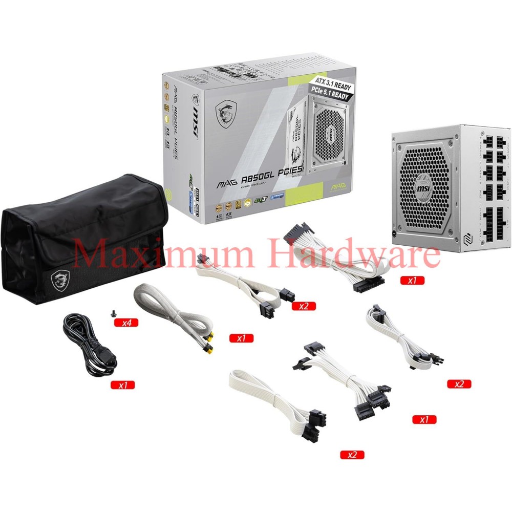 MSI MAG A850GL - 850W - PCI 5 - 80 PLUS GOLD - ATX 3.0 White