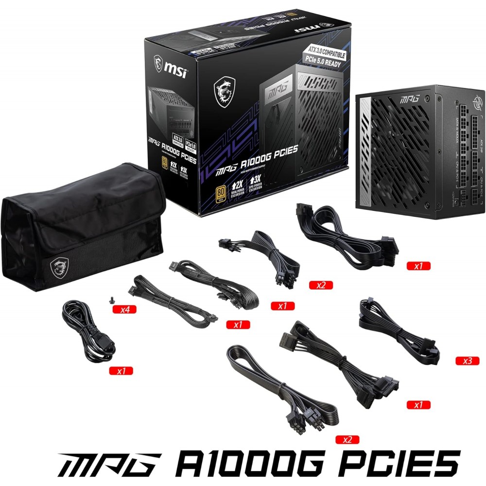 MSI MPG A1000G - 1000W - PCI 5 - 80 PLUS GOLD - ATX 3.0