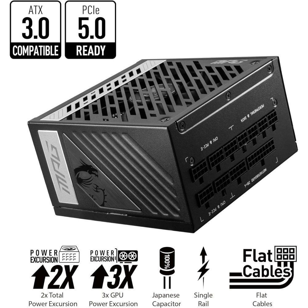 MSI MPG A1000G - 1000W - PCI 5 - 80 PLUS GOLD - ATX 3.0