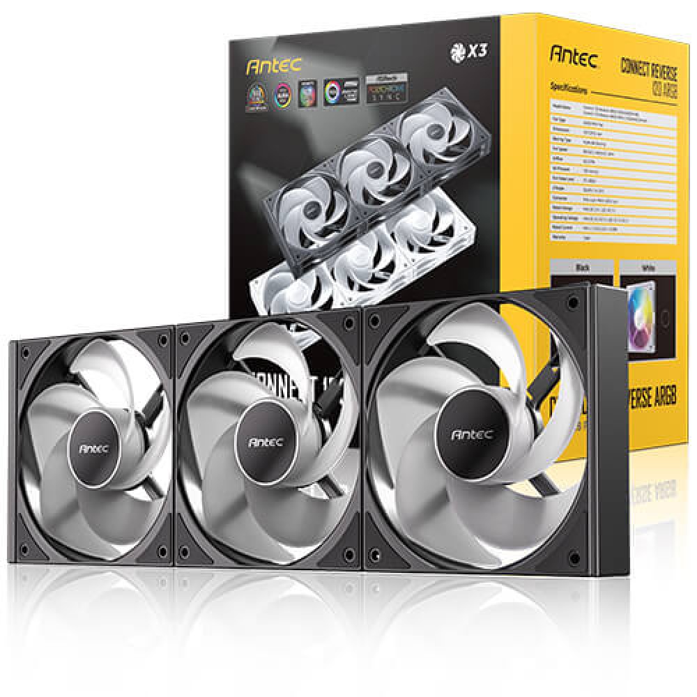 Antec Connect C120R Reverse ARGB 3 Fan Pack Black