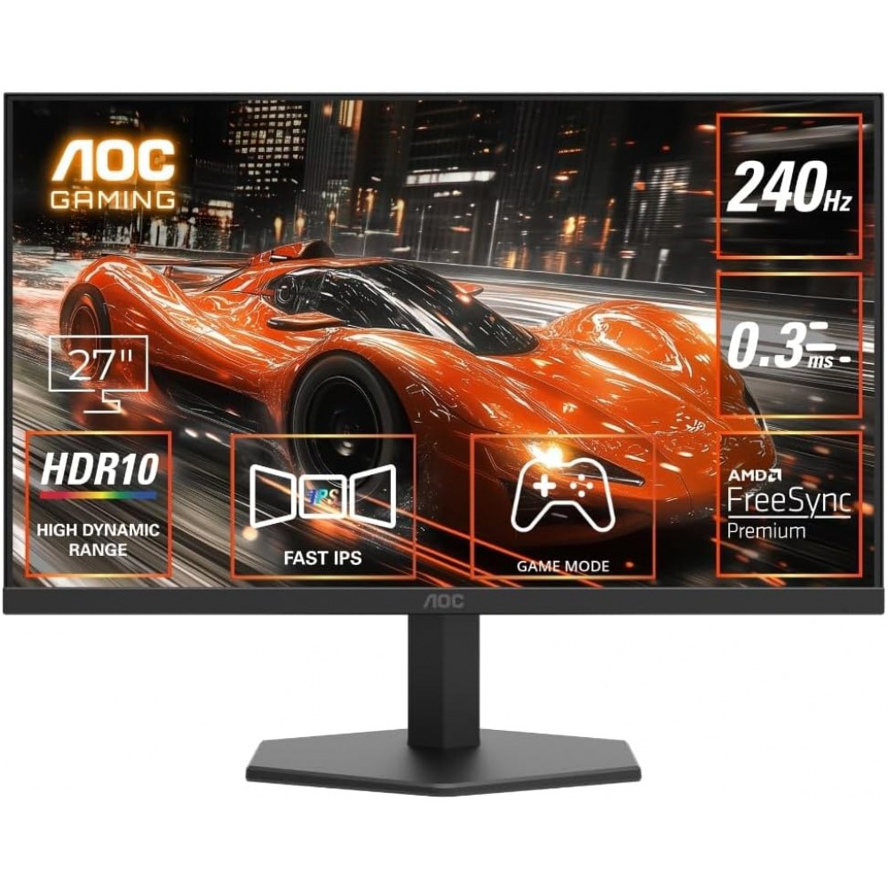 AOC 24G11ZE - 24"- 1080P - 0.3MS - 240hz - HDR10 - FAST IPS - Adaptive Sync - Delta E < 2
