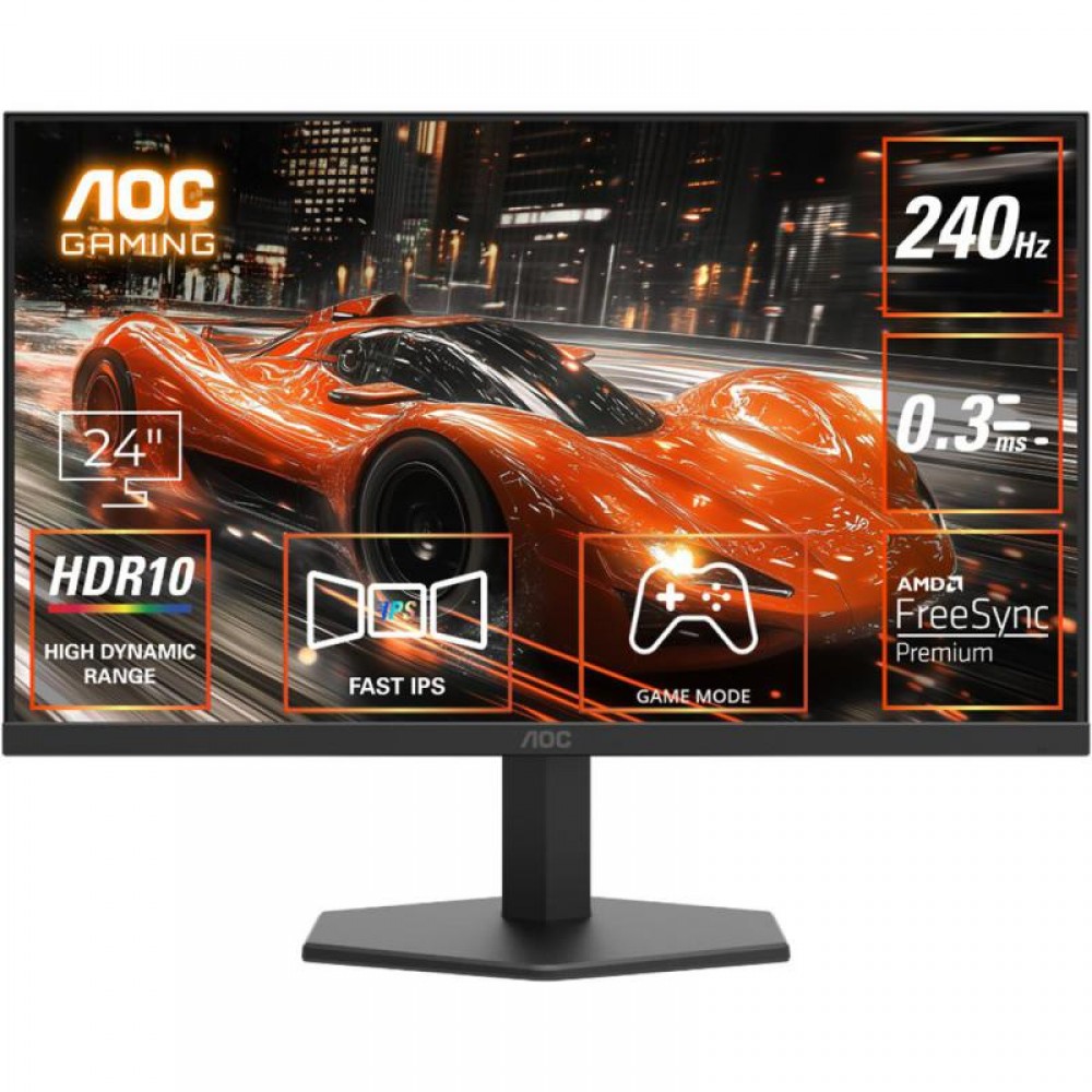 AOC 24G11ZE - 24"- 1080P - 0.3MS - 240hz - HDR10 - FAST IPS - Adaptive Sync - Delta E < 2
