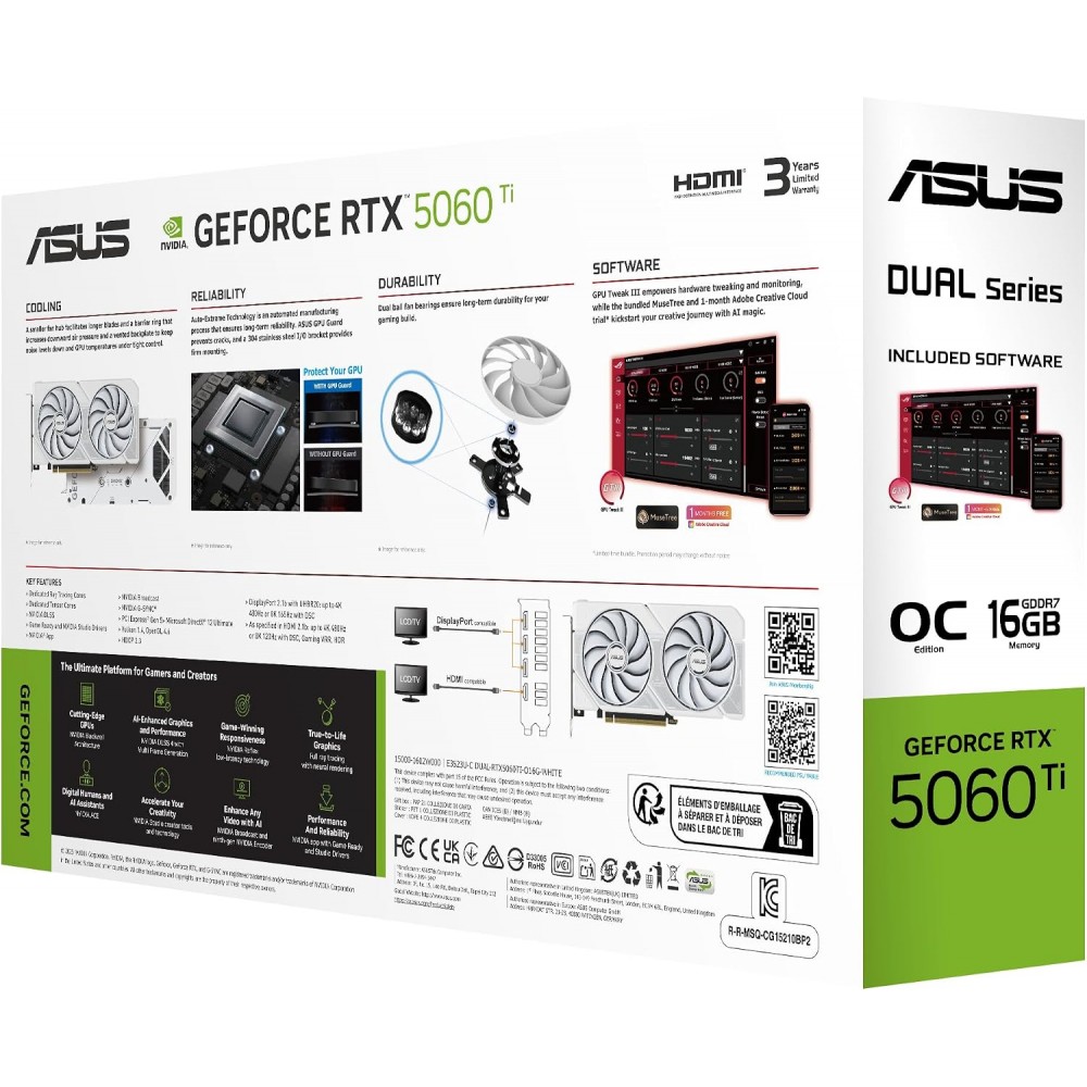 ASUS GeForce RTX 5060 TI Dual White OC Edition 16GB GDDR7