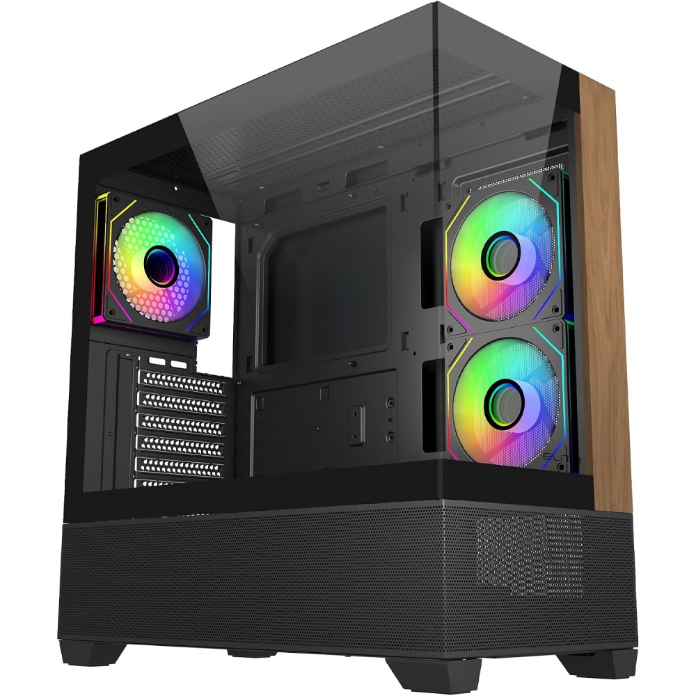 Cooler Master Elite 690 Wood ARGB Mid Tower Case Black