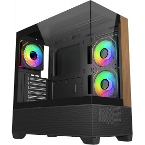 Cooler Master Elite 690 Wood ARGB Mid Tower Case Black