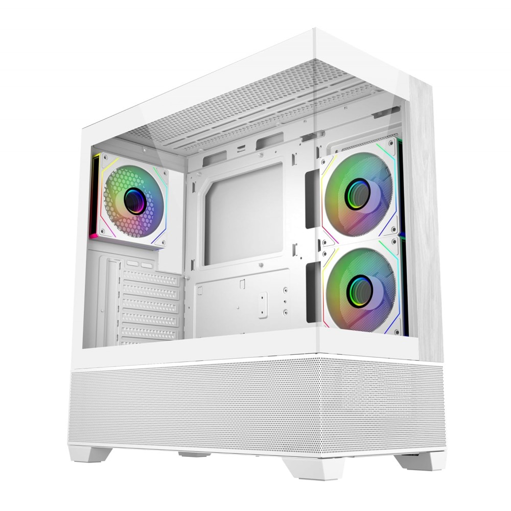 Cooler Master Elite 690 Wood ARGB Mid Tower Case White