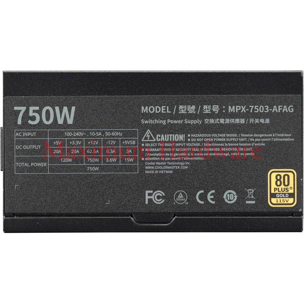 Cooler Master MWE Gold 750 V3 ATX 3.1 Full Modular PSU, 750W, 80+ Gold