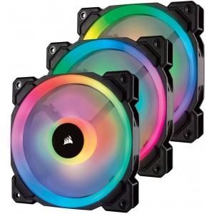 Corsair LL120 RGB, 120mm Dual Light Loop RGB LED PWM Fan, 3 Fan Pack with Lighting Node PRO