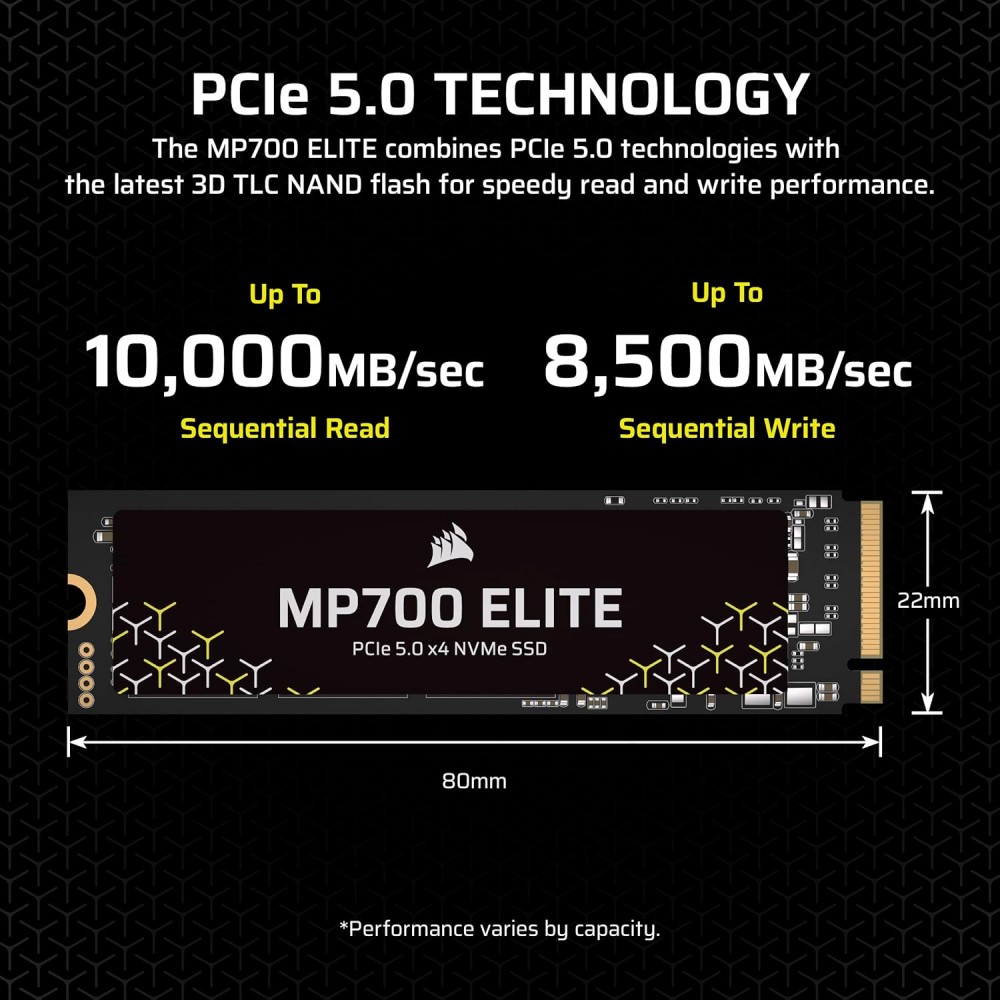 Corsair MP700 Elite M.2 2280 2TB PCI-Express 5.0 x4, NVMe 1.4  (R 10000 / W 8500)