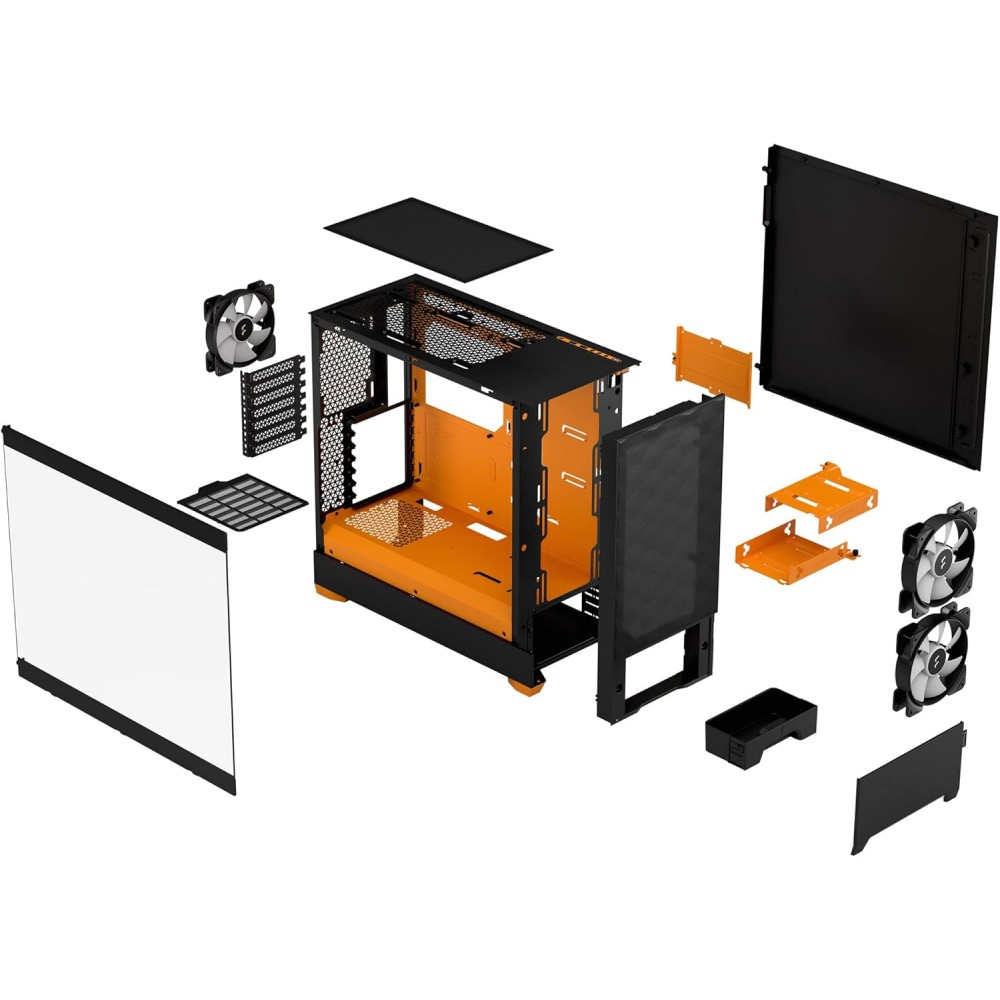 Fractal Design Pop Air RGB Orange Core TG Clear Tint Mid Tower Case Fractal Design Pop Air RGB Orange Core TG Clear Tint Mid Tower Case