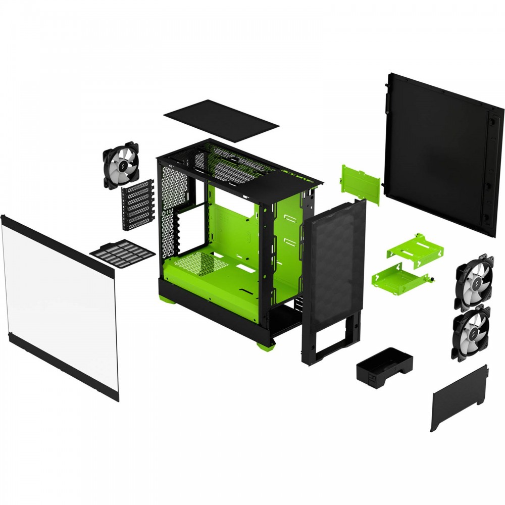 Fractal Design Pop Air RGB Green Core TG Clear Tint Mid Tower Case Fractal Design Pop Air RGB Green Core TG Clear Tint Mid Tower Case