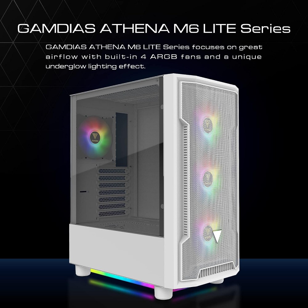 Gamdias ATHENA M6 LITE WH Mid-Tower ATX Gaming Casing