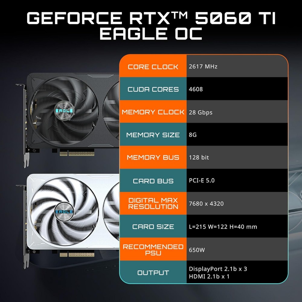 GIGABYTE RTX 5060 Ti EAGLE OC 8GB GDDR7