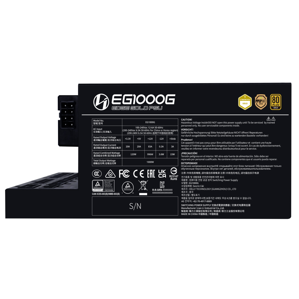 Lian Li Edge Series - 1000W - PCI 5 - 80 PLUS GOLD - ATX 3.1 Full Modular Black