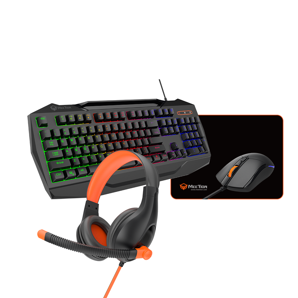 MeeTion MT-C490 4In1 Wired Backlit Gaming Set, Keyboard, Mouse, Mouse Pad, Headset