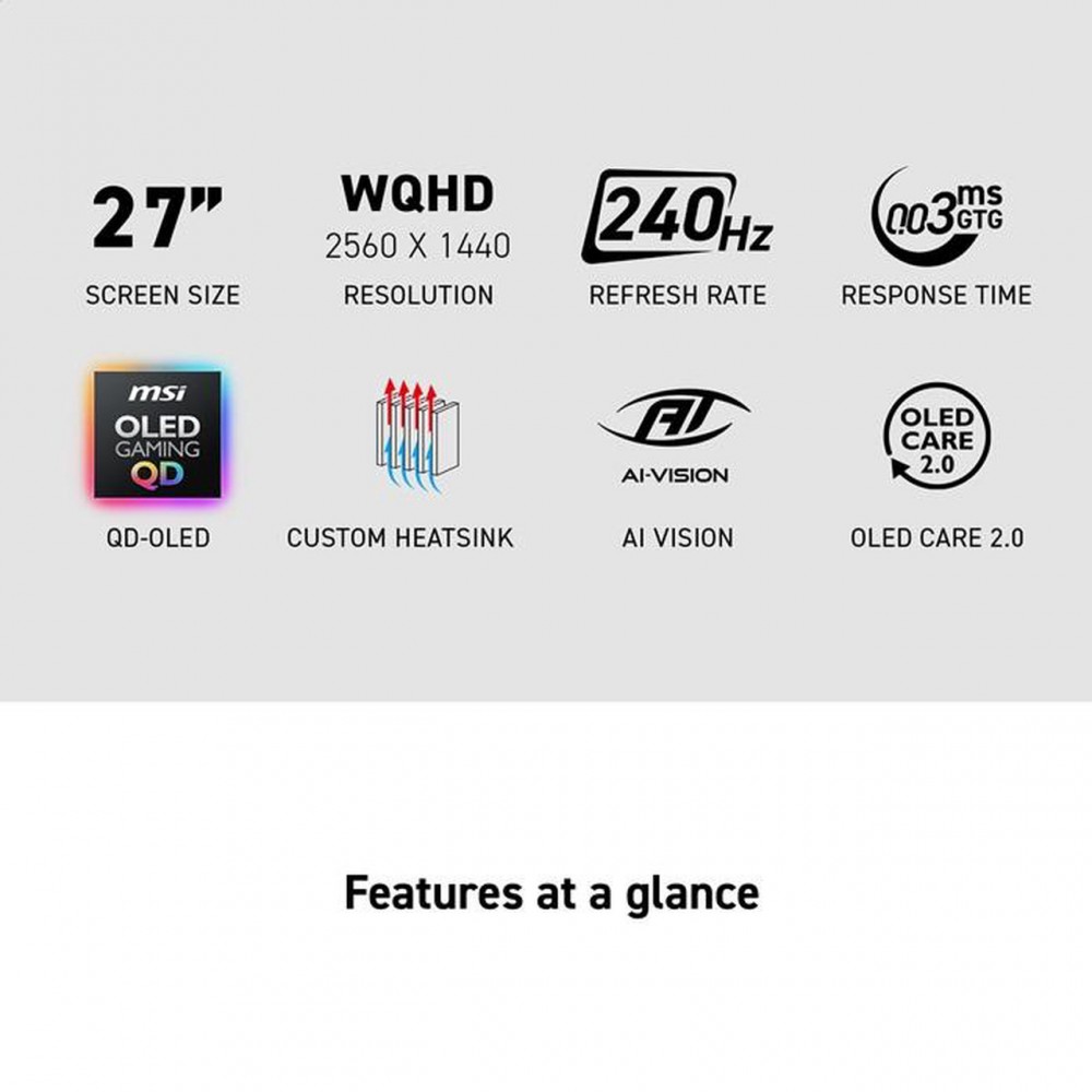 MSI MAG 272QP QD-OLED X24 27" - 2K - 240Hz - 0.03MS