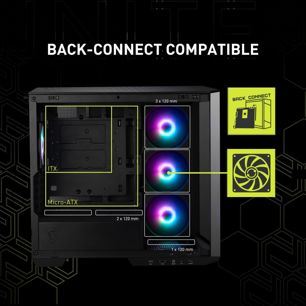 MSI MAG PANO M100R PZ Black Gaming Micro Tower Case MSI MAG PANO M100R PZ Black Gaming Micro Tower Case