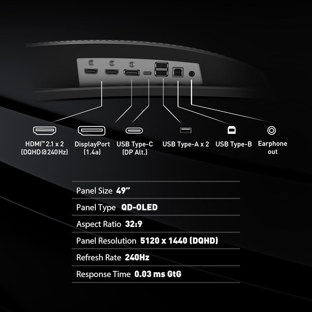 MSI MPG 491CQPX QD-OLED 49"- DQHD - Curved - 240Hz - 0.03MS - HR400