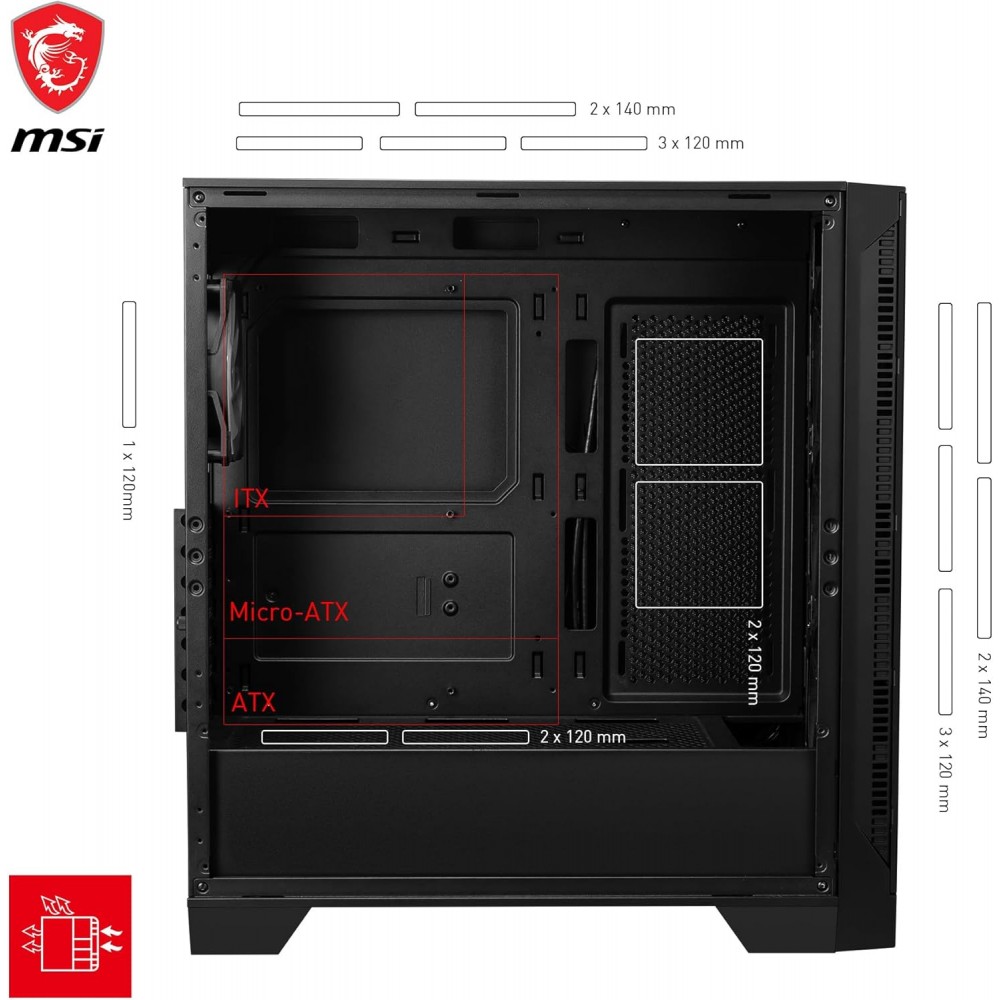 MSI MAG FORGE 321R AirFlow Gaming Mid Tower Case MSI MAG FORGE 321R AirFlow Gaming Mid Tower Case