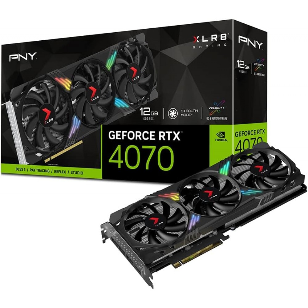 PNY GeForce RTX™ 4070 12GB GDDR6X XLR8 Gaming Verto Epic-X RGB™ Triple Fan