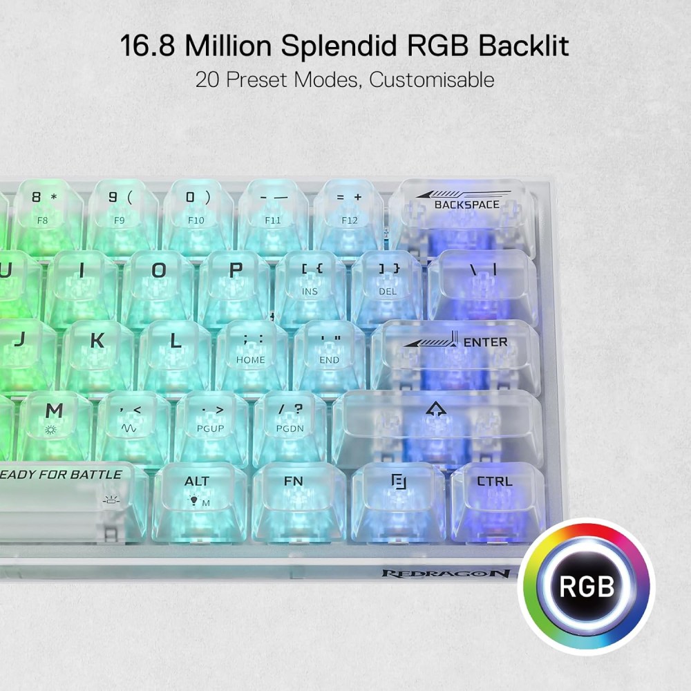 REDRAGON FIZZ K617CT-RGB 60% WIRED MECHANICAL KEYBOARD ( White )