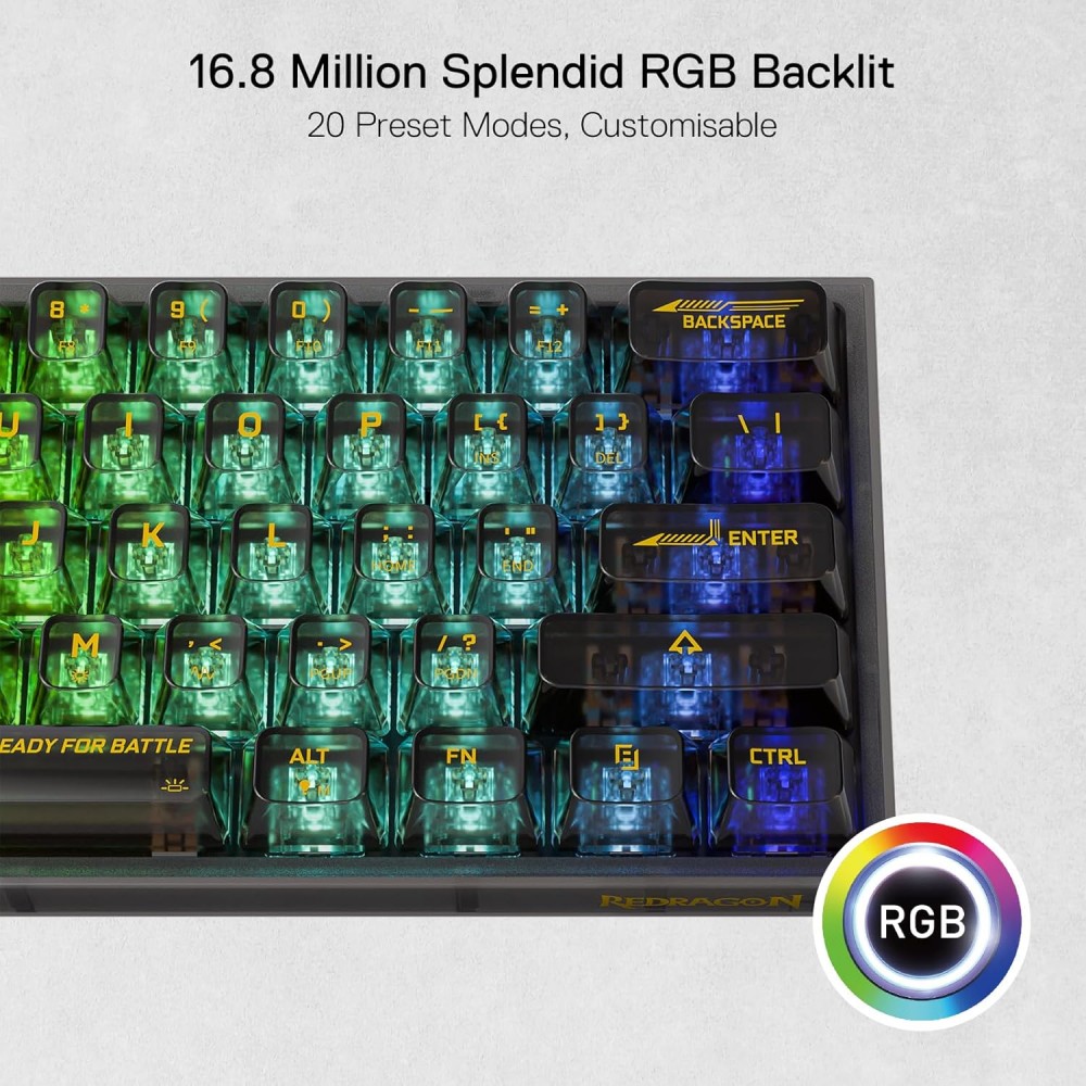 REDRAGON FIZZ K617CTB-RGB 60% WIRED MECHANICAL KEYBOARD ( Black )