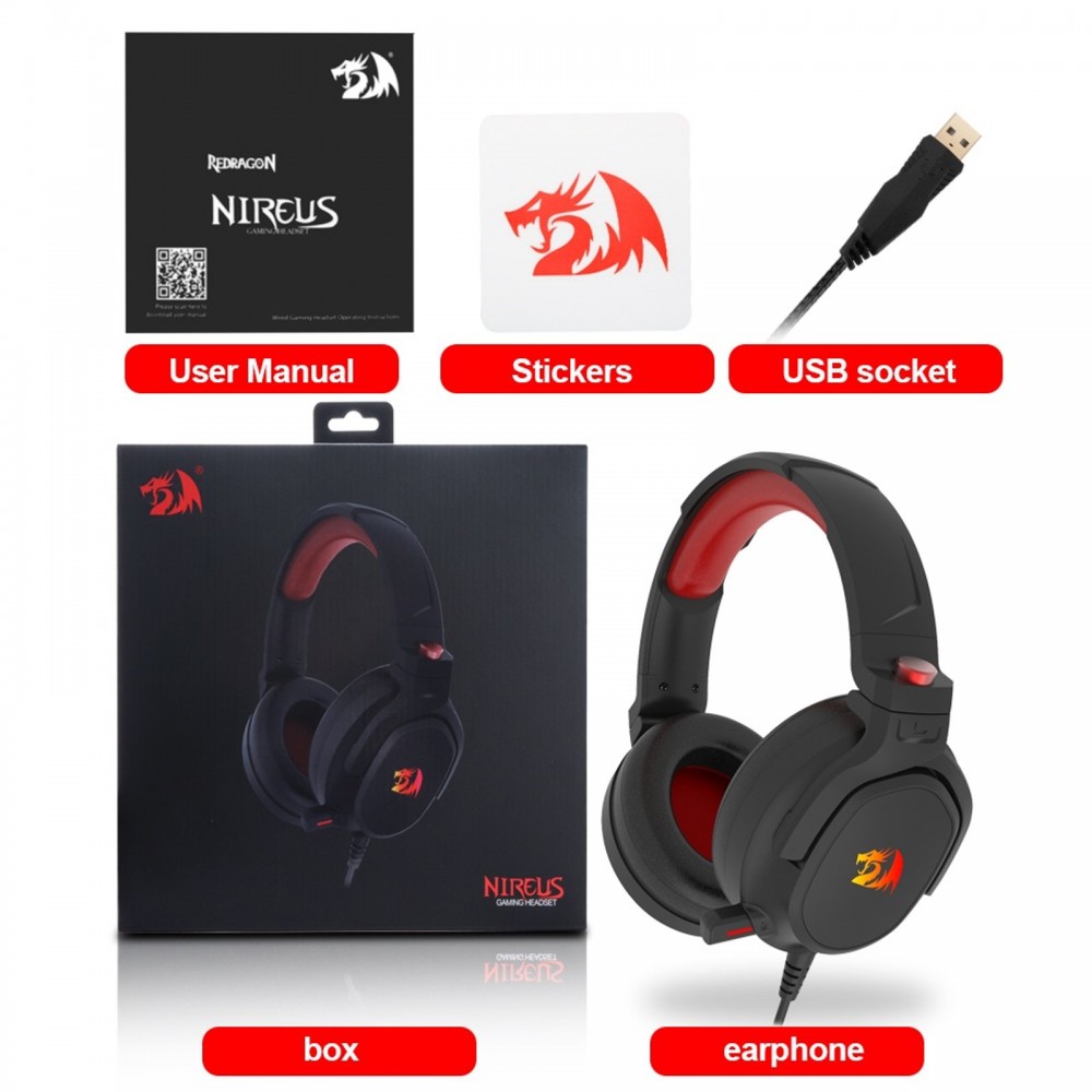 Redragon H399 NIREUS RGB Gaming Headset - 7.1 Surround Sound Redragon H399 NIREUS RGB Gaming Headset - 7.1 Surround Sound