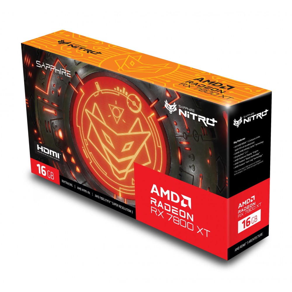SAPPHIRE RX 7800 XT NITRO+ Gaming OC 16GB GDDR6 (Three Years Warranty)