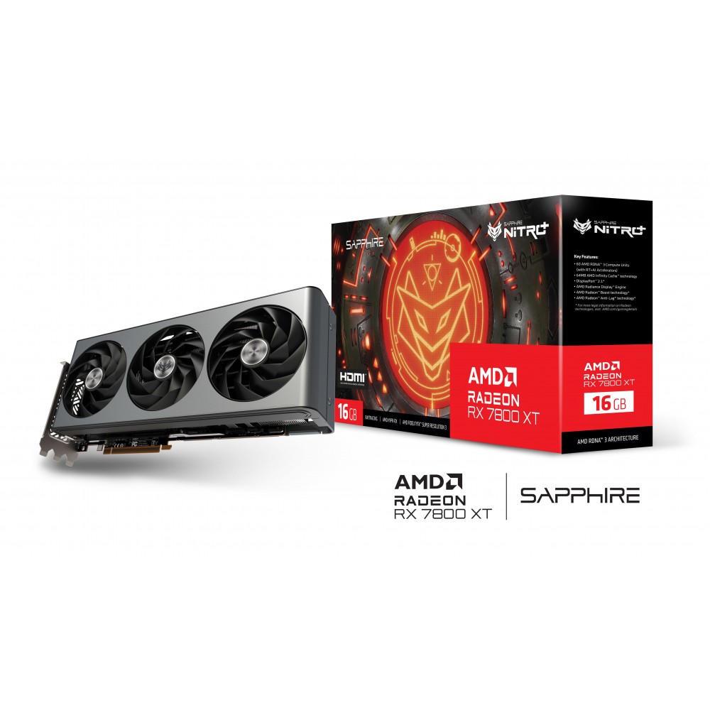 SAPPHIRE RX 7800 XT NITRO+ Gaming OC 16GB GDDR6 (Three Years Warranty)
