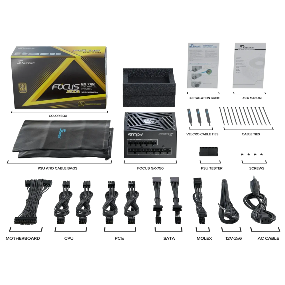 Seasonic FOCUS GX-750 -750W - 80 Plus Gold - ATX 3.1 - PCIe 5.1 Fully Modular Seasonic FOCUS GX-750 -750W - 80 Plus Gold - ATX 3.1 - PCIe 5.1 Fully Modular