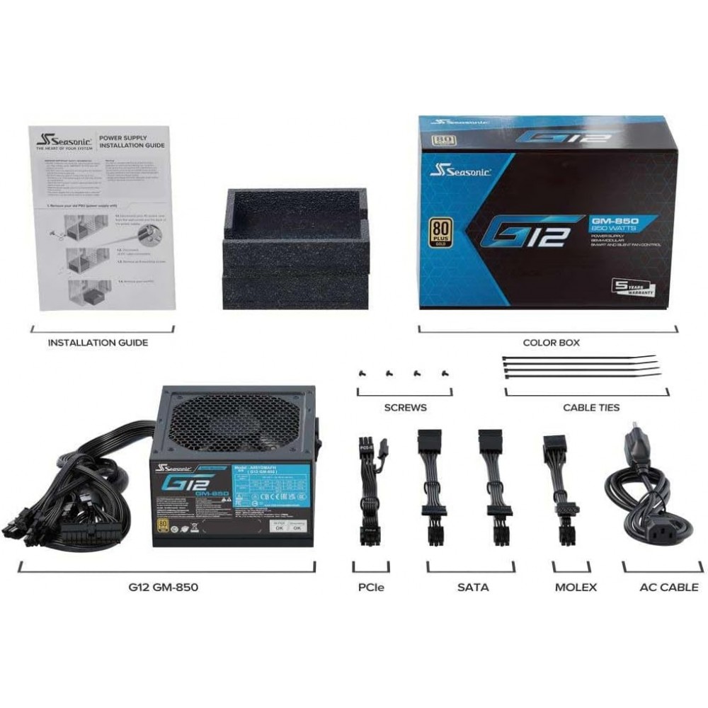 Seasonic G12 GM-850 -850W - 80 Plus Gold - Semi Modular Seasonic G12 GM-850 -850W - 80 Plus Gold - Semi Modular