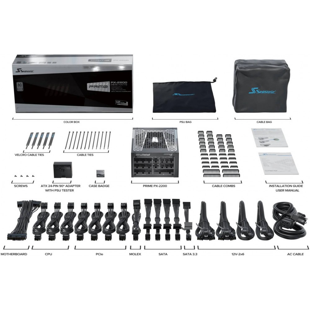 Seasonic PRIME PX-2200 -2200W - 80 Plus Platinum - ATX 3.1 - PCIe 5.1 Fully Modular Seasonic PRIME PX-2200 -2200W - 80 Plus Platinum - ATX 3.1 - PCIe 5.1 Fully Modular