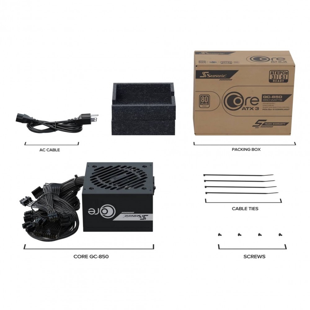 Seasonic CORE GC-850 -850W - 80 Plus Gold - ATX 3.1 - PCIe 5.1