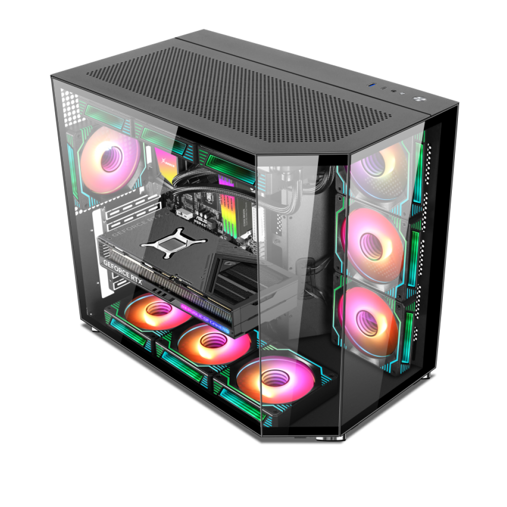 Xander Crystal ARGB Mid Tower Case Black + PSU 850W Bronze
